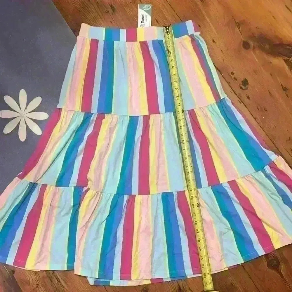 Lands' End Multicolor Striped Midi Skirt